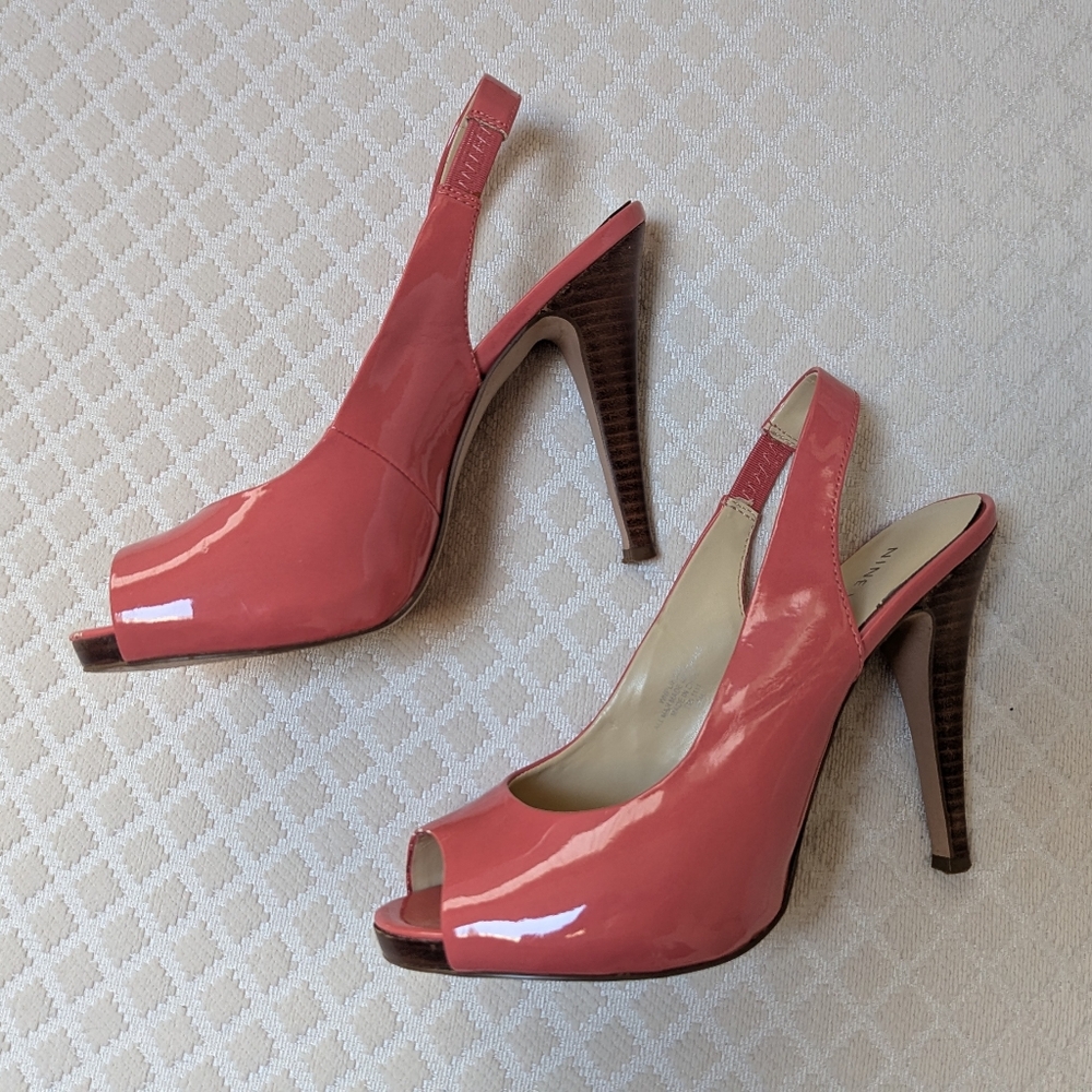 Nine West Peep Toe Coral Slingback Heels